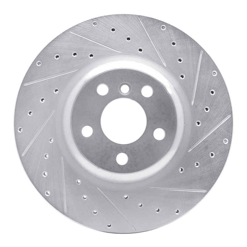 BMW 330e xDrive Brake Rotor (1) - Rear Right - R1 Concepts - Drilled & Slotted - Silver - `16-`25 BMW 330e xDrive Brake Rotor (1) - Rear Right - R1 Concepts - Drilled & Slotted - Silver - `16-`25